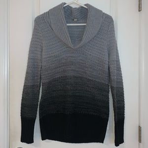 Womens M St. John’s Bay Grey Black Turtleneck Ombré Sweater